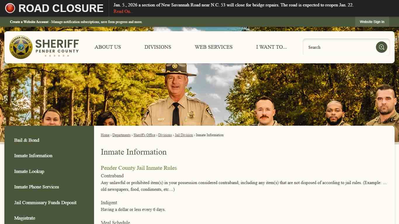 Inmate Information | Pender County, NC